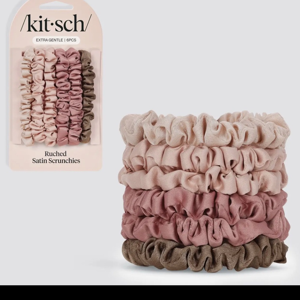 🆕 Kitsch Ultra Petite Satin Scrunchies Terracotta Set, 6pc | 60527